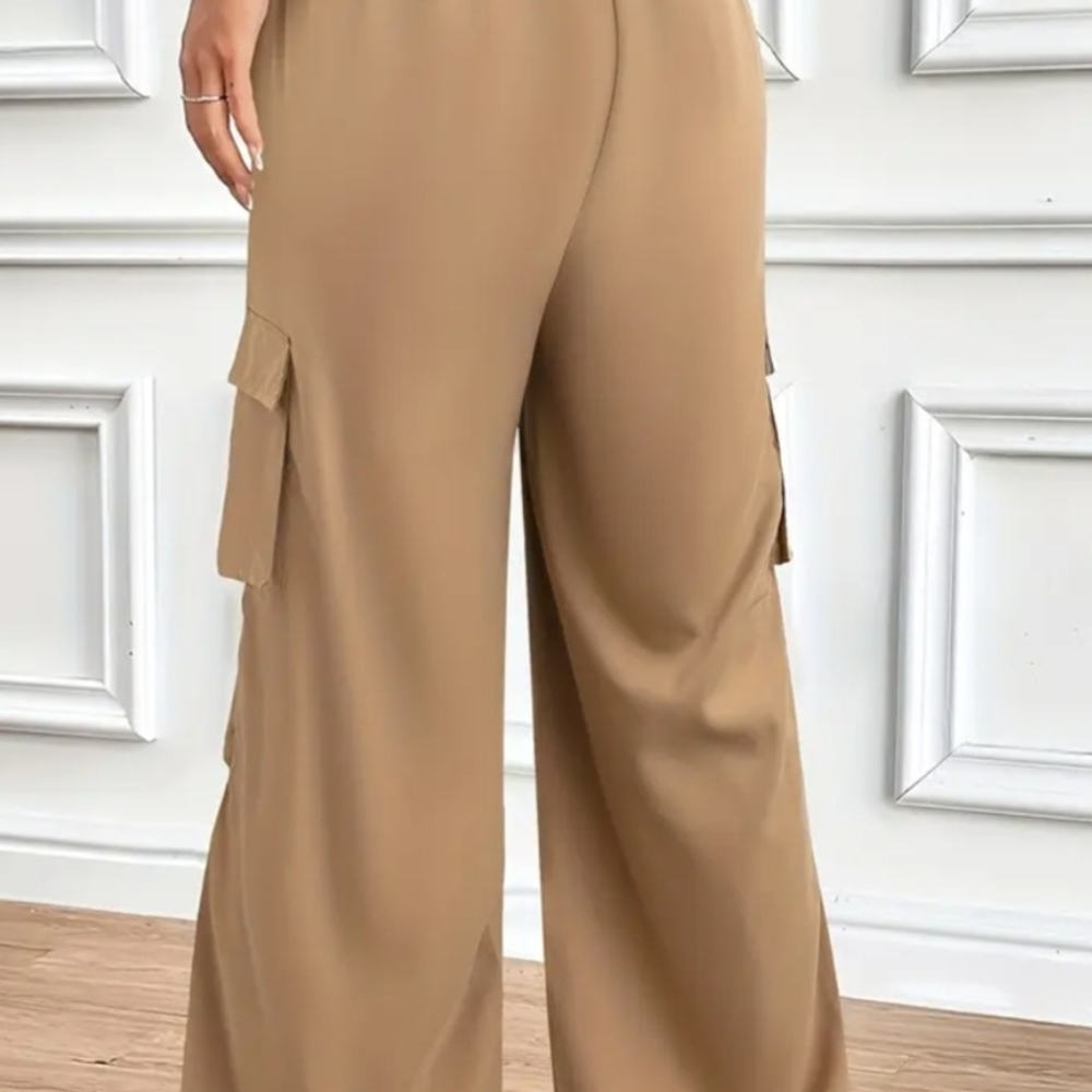 Chic Wide Leg Tan Cargo Pants